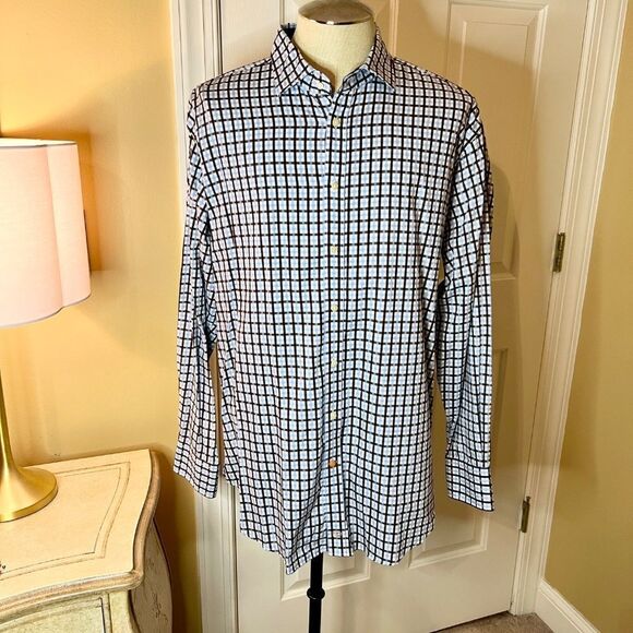 NWOT Men's Lot of 2 Thomas Dean Plaid Check Flip Cuff Shirts Size  XXL  2XL - Picture 4 of 5